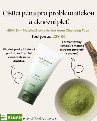 ✨ Čisticí pěna HEIMISH – Matcha Biome Amino Acne Cleansing Foam jemně, ale účinně pomáhá problematické a aknózní pleti....