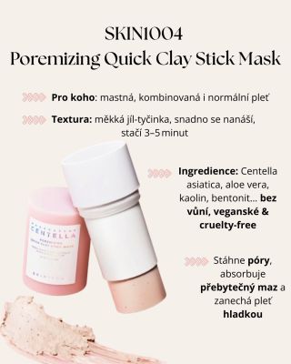 Hledáš rychlé a efektivní řešení pro rozšířené póry a lesklou pleť? Představujeme SKIN1004 Poremizing Quick Clay Stick...